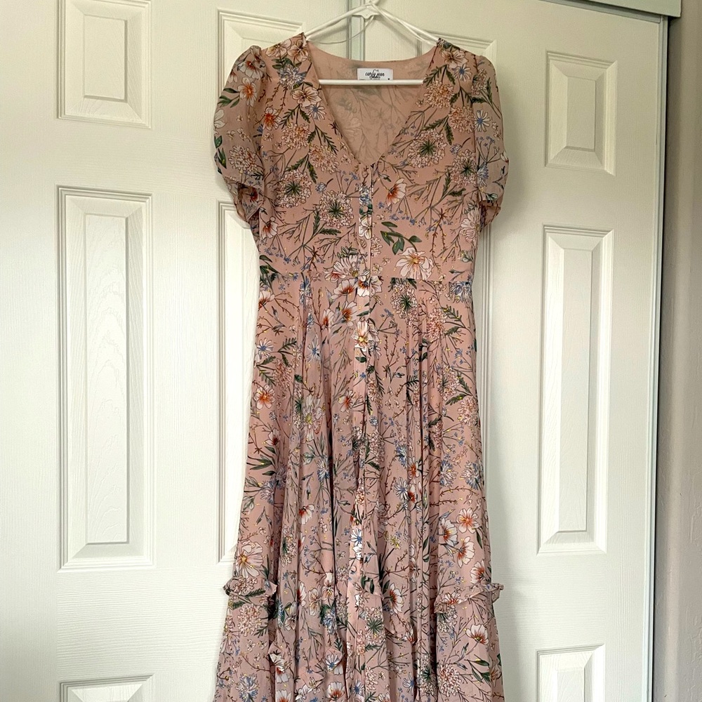 Carly Jean Blush Floral Midi Dress